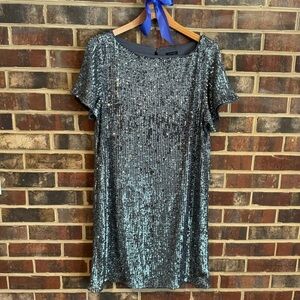 NWT Ann Taylor Silver Sequin Mini Dress